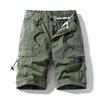 Herren Baumwolle Atmungsaktiv Cargo-Shorts Elastischer Bund Kordelzug Mehrere Taschen Knielang Lässig Arbeitsshorts