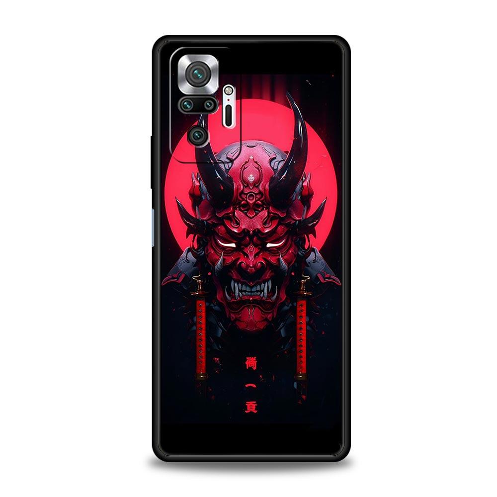 Japan Samurai Oni Mask Phone Case For Xiaomi Redmi Note 14 13 5G 10 11 12 Pro Plus 4G 14C 13C 12C 10C Black Cover