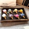 1Pcs Plush Pompom Pendant Keyring Holder New Ice Cream Keychains For Women Men Charm Bag Decoration Jewelry Gifts
