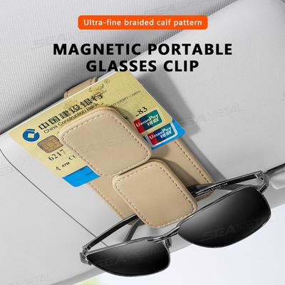 SEAMETAL Car Glasses Clip Auto Sun Visor Magnetic Card Holder Multi-function Car Sun Visor Plate Sunglasses Holder Glasses Case