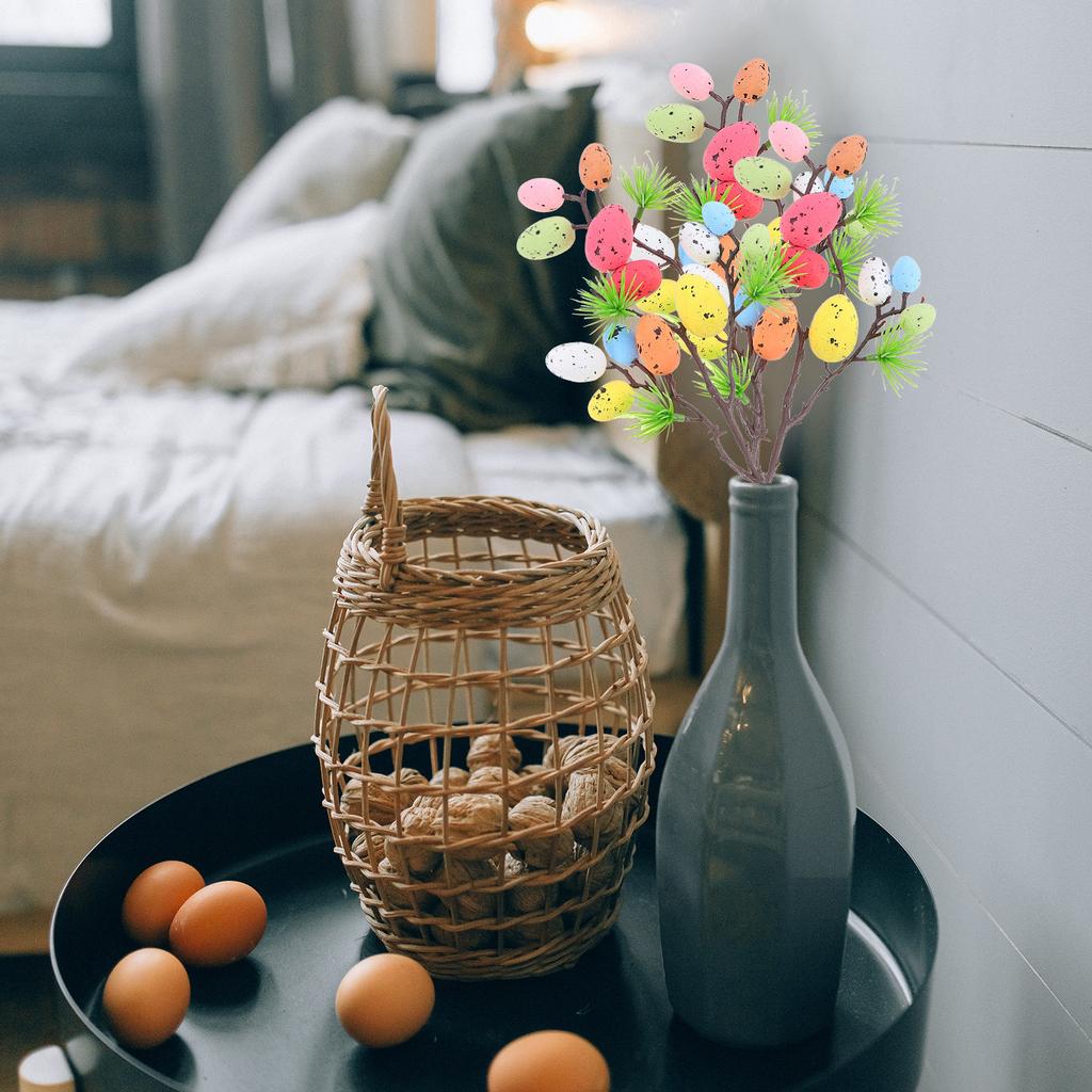 4Pcs Easter Egg Branches Realistic Artificial Colorful DIY Decoration for Party Photo Props Easter Branch Decor Supplies