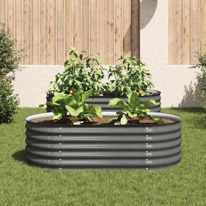 Jardinière - vidaXL - 160x80x44 cm - Acier galvanisé - Gris - Rectangulaire