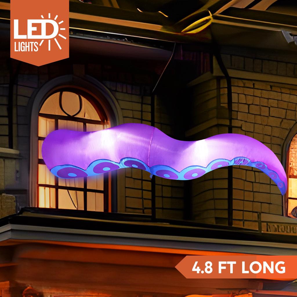Joyfy 5ft Halloween Inflatable Outdoor Giant Octopus Tentacle Broke Out from Window with Built-in LED for Window Decoration