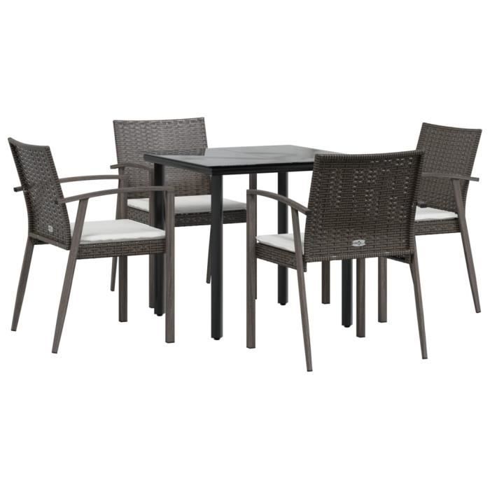 VidaXL Ensemble à manger de jardin 5 pcs coussins résine tressée acier 3186986