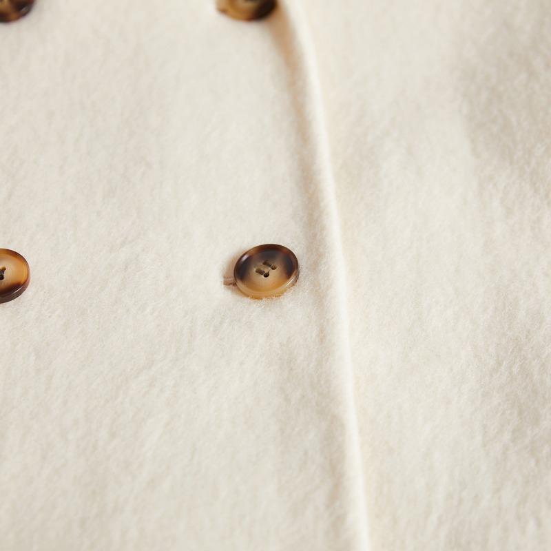 Wool Coat Women's Double-breasted College Style Coat Cashmere Premium Feeling Tweed Jacket Autumn and Winter