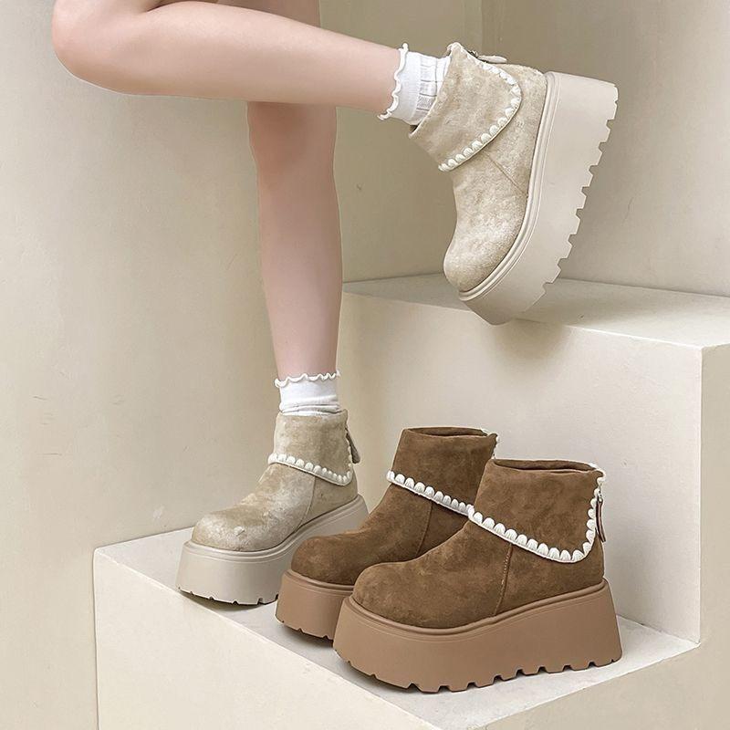 Non-slip and thin thick-soled heightening short boots, retro and advanced sense, small Martin boots for women, new autumn and winter models