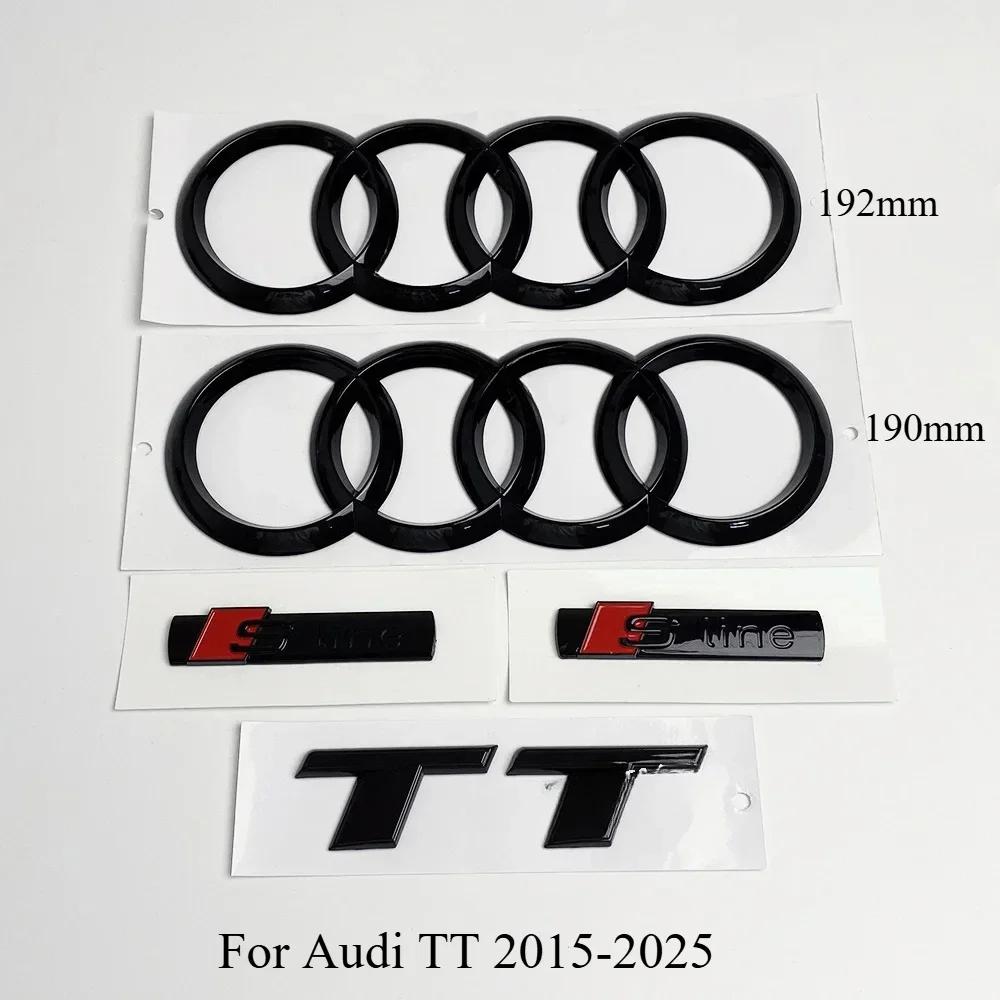 Für f2 TT 2015-2025 4Ringe Logo ABS Schwarz Auto Motorhaube Frontgrill Emblem Heckklappen-Abzeichen TT Sline Emblem Autozubehör