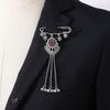 Bohemian Rhinestone Flower Tassel Brooch for Women - Exotic Style Suit Coat Pin