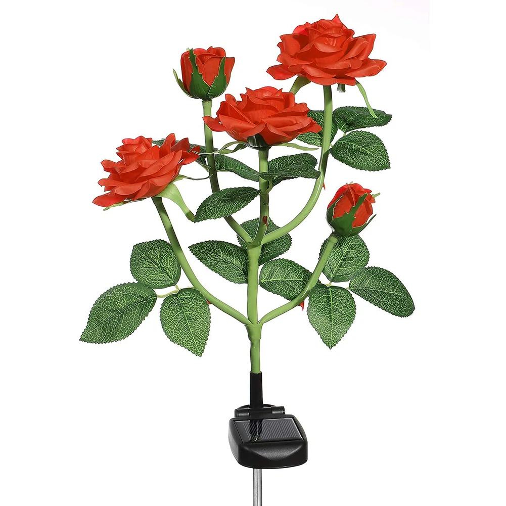 LED Solar Simulation Rose Flower Light Waterproof Garden Landscape Lamp Outdoor Lawn Lamp Home Xmas Decorative Flower Lights