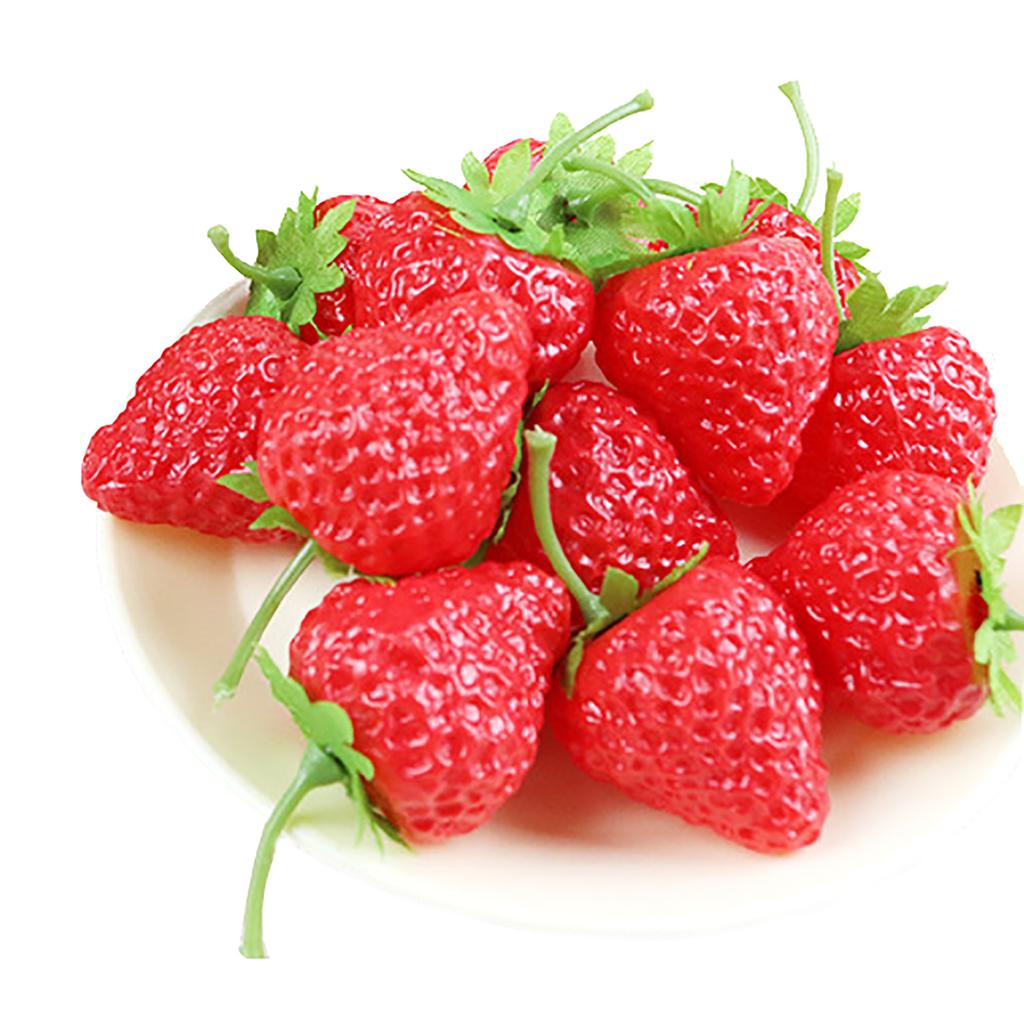 20Pcs Artificial Red Strawberries Plastic Fake Fruit