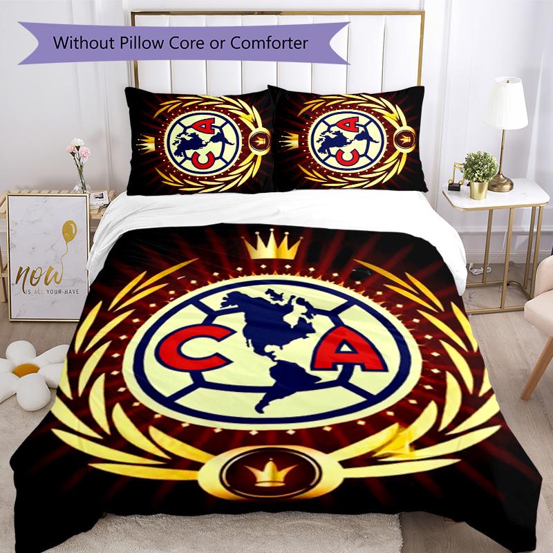 Club América 3pcs Bedding Set Duvet Cover Closure Includes 1 Duvet Cover & 2 Pillowcases for All Seasons Bedroom Home Dorm Decor