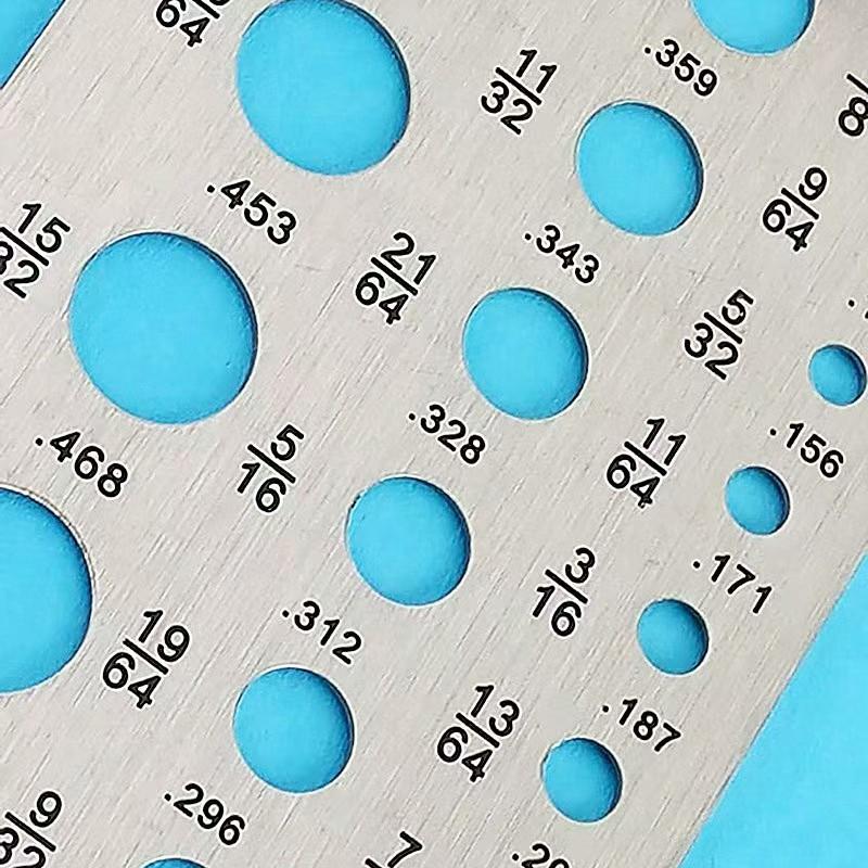 Stainless Steel 29-Hole Drill Gauge With High Contrast Markings Durable Quick Precise Measuring 1/16 Inch To 1/2 Inch Size Bits