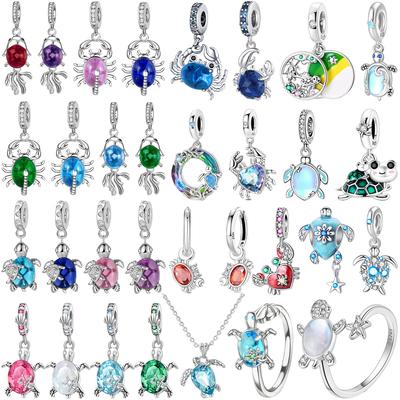 925 Silver Sea Turtle Crab Starfish Fish Charms Pendants For DIY Jewelry Making Bracelets Necklaces