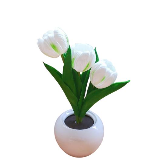 Night Light USB Rechargeable Wireless Tulip LED Lamp Touch Control Dimmable Cute Desk Lamp for Bedroom Living Room Travel Gift for Women Mom