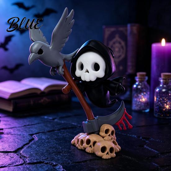 Halloween Desktop Decorations Sickle And Skull Ornament 3D Printed Crow Decoration Creative Display Ornaments Funny Print Collectible Figurine