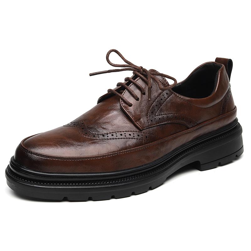 Luxury Brand Handcrafted Mens Oxford Shoes Genuine Calfskin Leather Brogue Dress Shoes Black Classic Business Formal Shoes Man