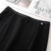 Women's High Waist Black Midi Skirt - 2025 Spring Slimming Design, Long Bodycon Skirt for Petite Frames