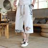 Men's New Chinese Style Dragon Pattern Cooling Ice Silk Capri Shorts
