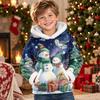 Kids Long Sleeve Christmas Print Casual Fashion Hooded Top
