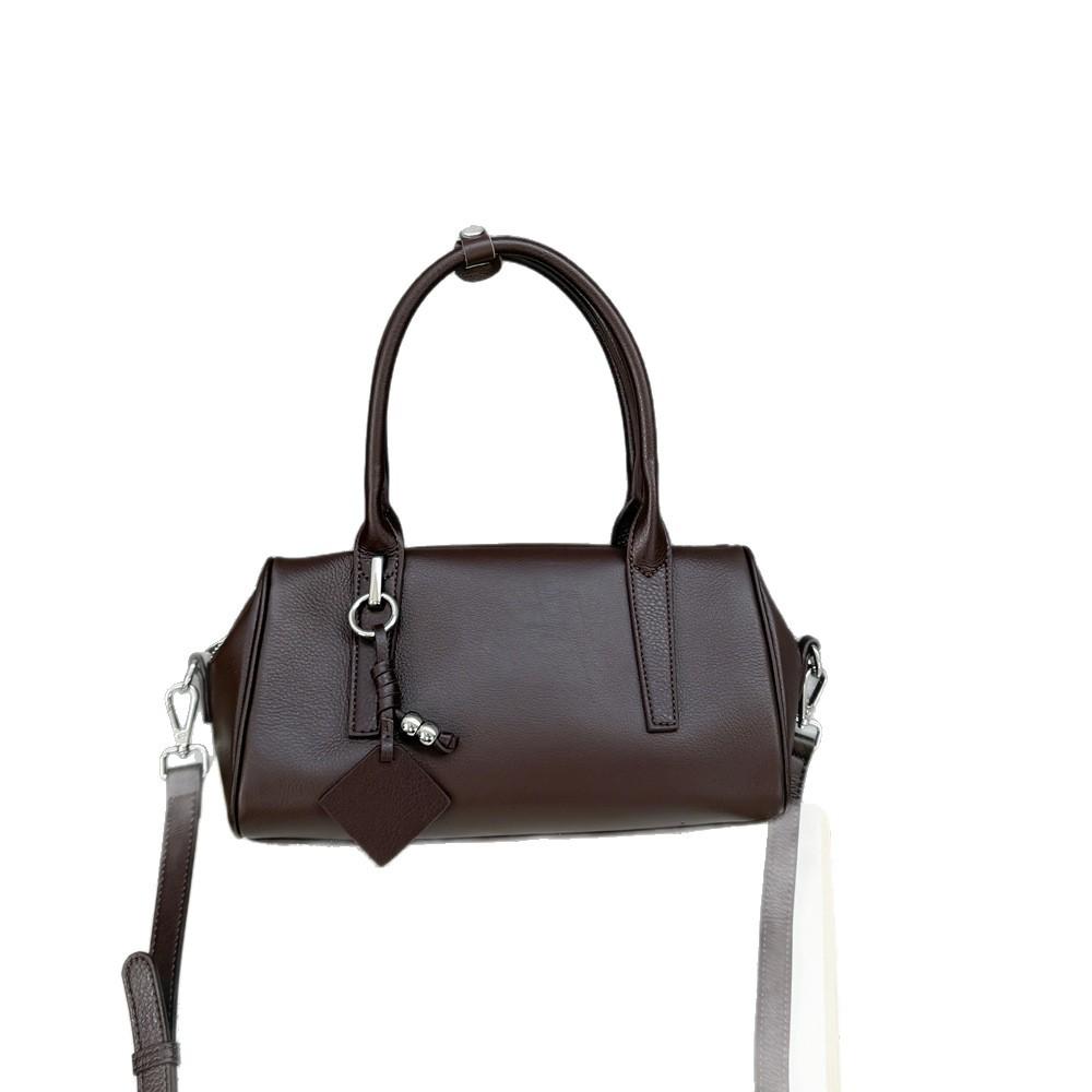 Fashion Retro Shoulder Women'S Bag Genuine Leather Natural Fall Cowhide Boston Bag Commuter Underarm Bag Handbag