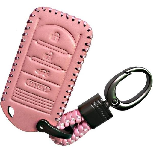 4Btn Leather Case Protector Key Fob Cover Smart Car Remote Holder Protector-Pink