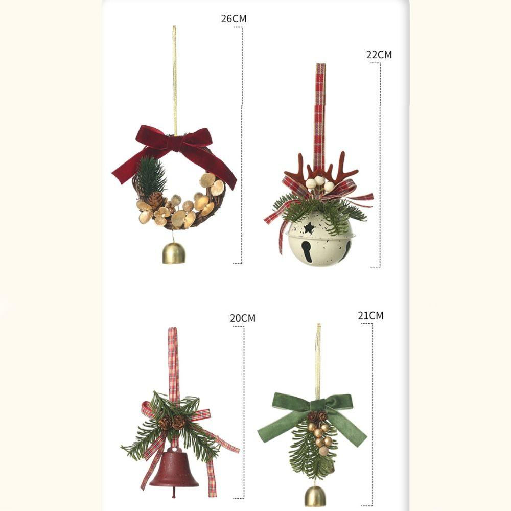 Green Christmas Chime Bell Red Pine Cone Bell Pendant  Home Door Decorations