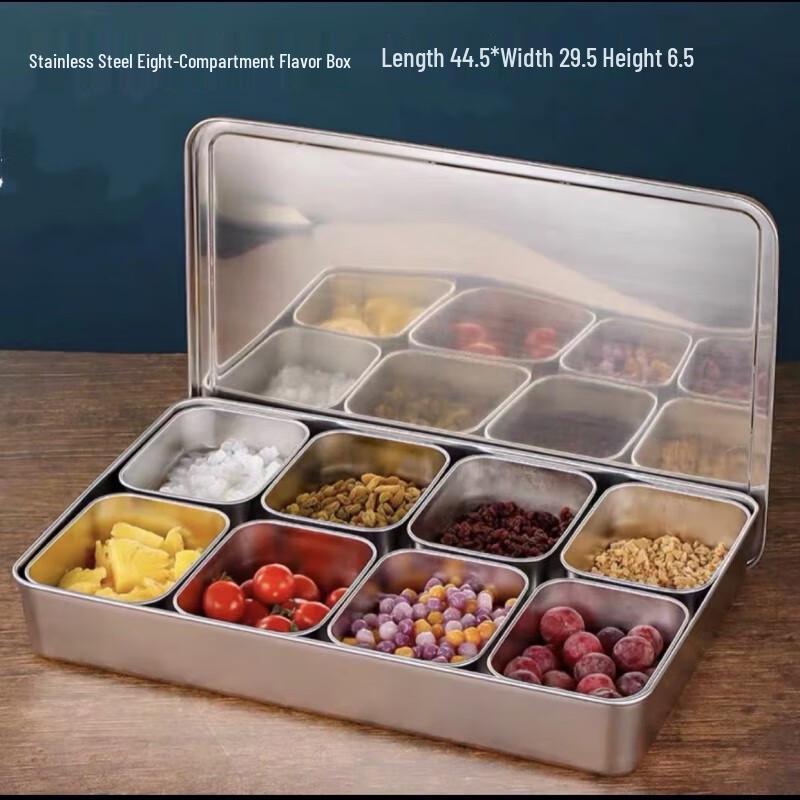 Sude 304 Stainless Steel 8-Compartment Commercial Condiment Box