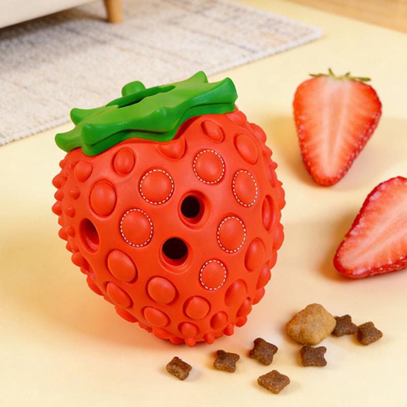 Dog Chew Toys Rubber Cute Strawberry Shaped Food Leaking Toy Durable Eco-friendly Food Dispenser Dogs Toy 2026