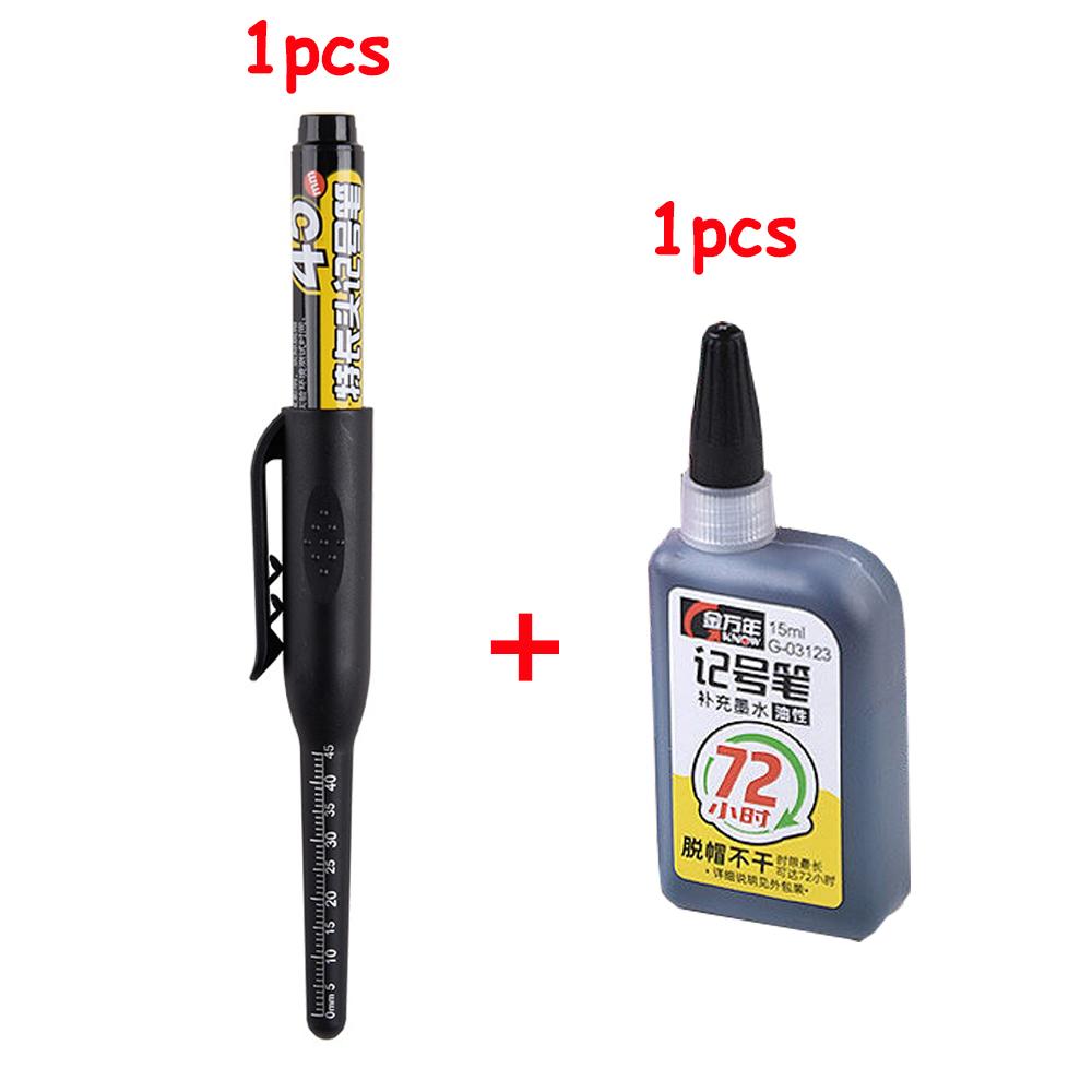 NEW Long Head Nib Deep Hole Markers Pen 20mm/45mm Waterproof White Tile Carpenter Pen for Woodworking Black/Blue/Red Ink