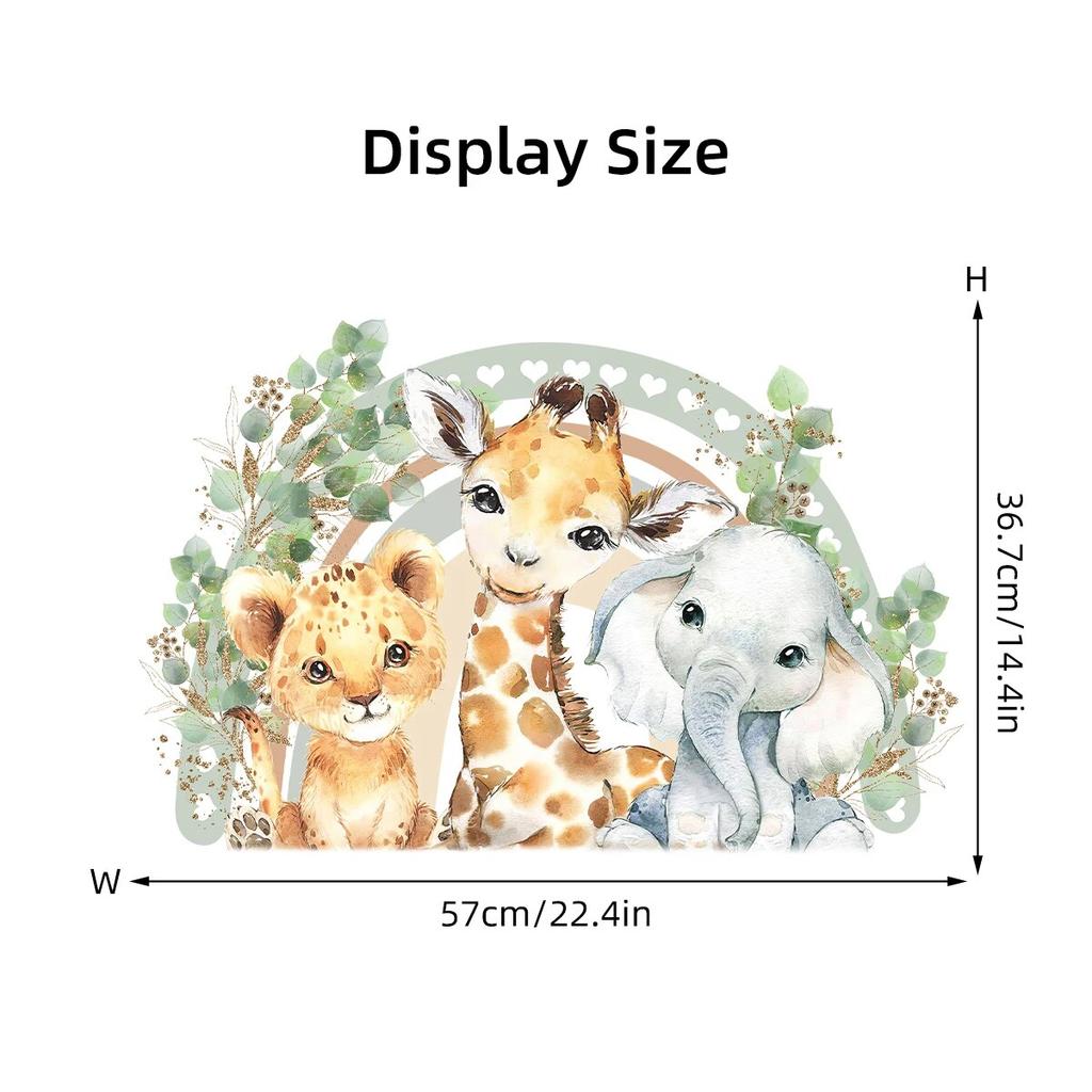 Cartoon Cute Smiling Face Lion Giraffe Elephant Leaf Rainbow Wall Sticker for Kids Room Bedroom Home Decoration Wall Decor
