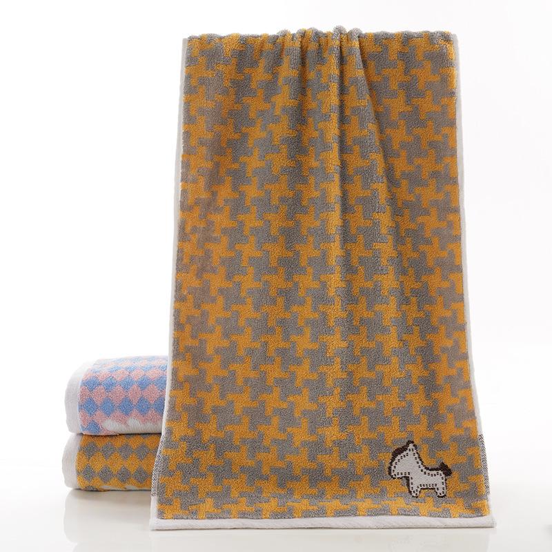 

Полосатое хлопковое полотенце с монограммой, узор пони, мультяшное впитывающее цветное тканое полотенце для ванной комнаты 35*75cm