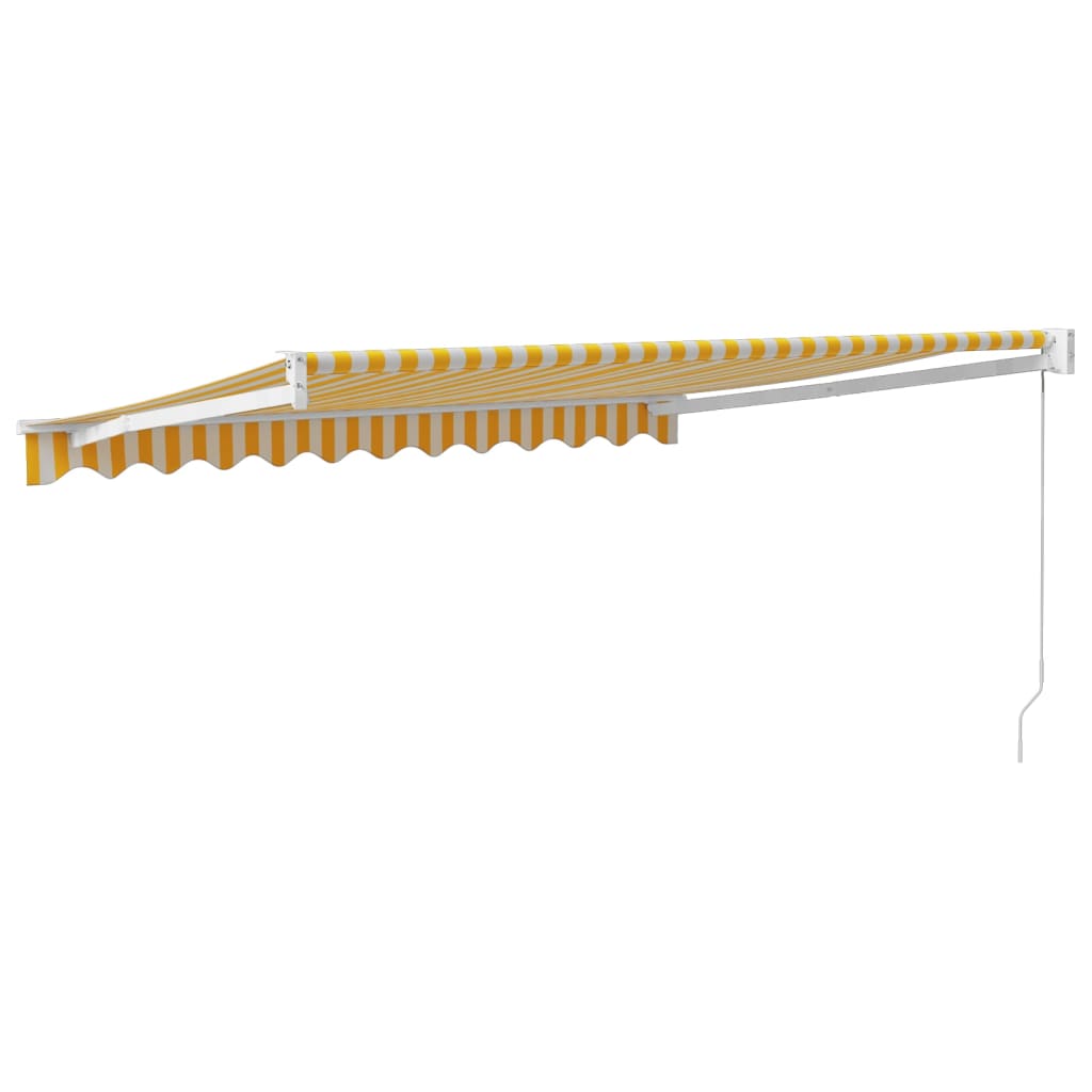 Retractable Awning Yellow and White 3.5 x 2.5 m Fabric and Aluminum