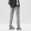 Spring and Summer New Style High Street Personalized Ripped Trousers Zipper Design Slim Jeans Men