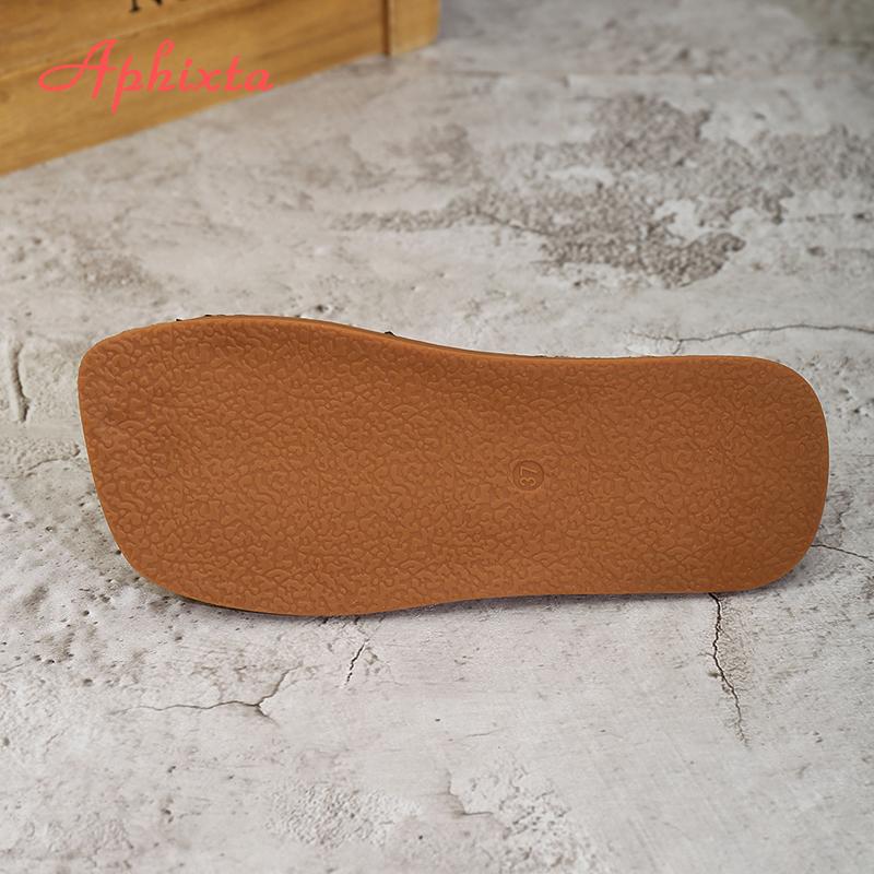 Fashion Aphixta Concise Summer Flat With Slides Metal Buckle Woman Slippers Square Toe Flip Flops TPR Sole Beach Shoes Flat Sandals