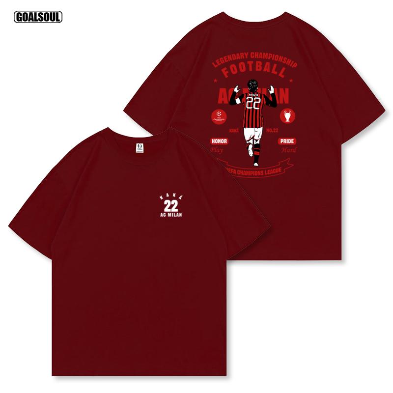 2025 KAKA T-Shirt AC Mailand 22 KAKA Fußball Modemarke Amerikanisch Retro Lässig Schwer Baumwolle Kurzarm