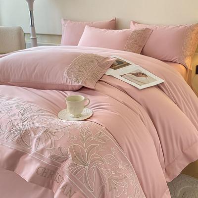 Premium Sense Maternal and Infant Grade Class A 80 Long-staple Cotton 4pcs Quilt Cover Pure Cotton Sheet Light Luxury Embroidery Bedding 4