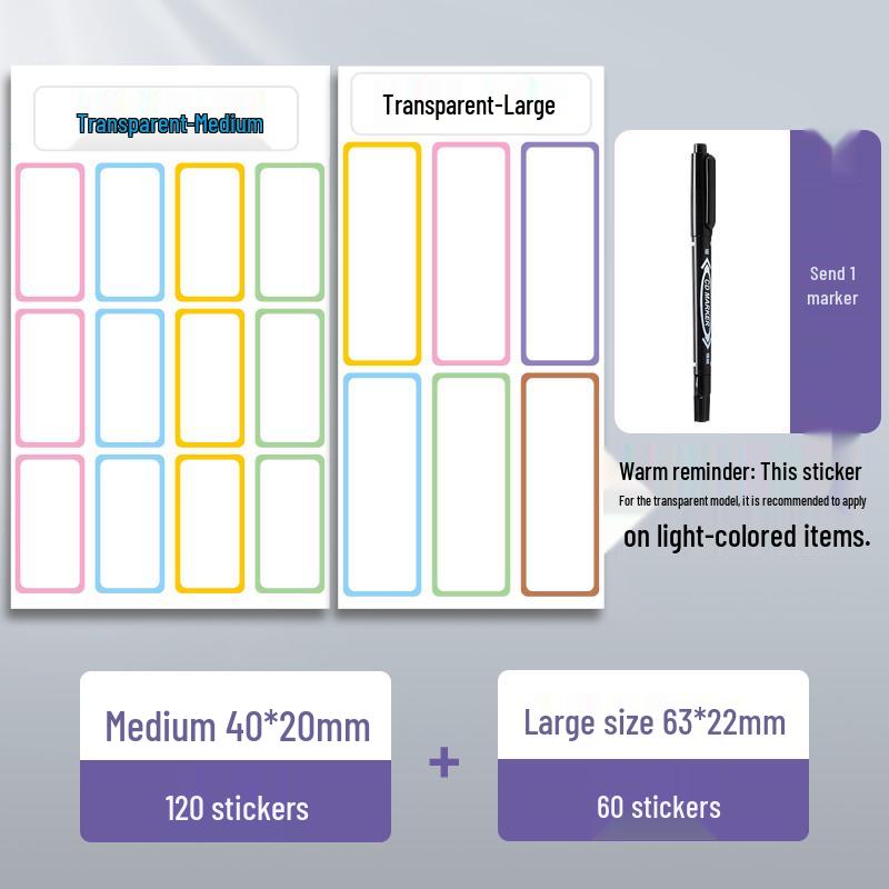 Waterproof Transparent Adhesive Name Stickers - Colorful and Self-Adhesive Labels
