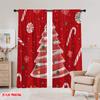 2pcs,2D Plane Printing Minimalist Curtains Christmas Tree Snowflakes Ornaments (3) Versatile Polyester (without Rod) Gifts Use