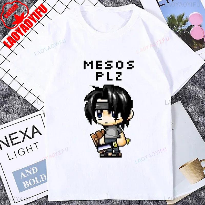 Vintage Pixel Game Style MapleStory Kawaii Printed TShirts Korea Style Buddy Personalize Homme T Shirt Cotton Y2K Otaku Clothing