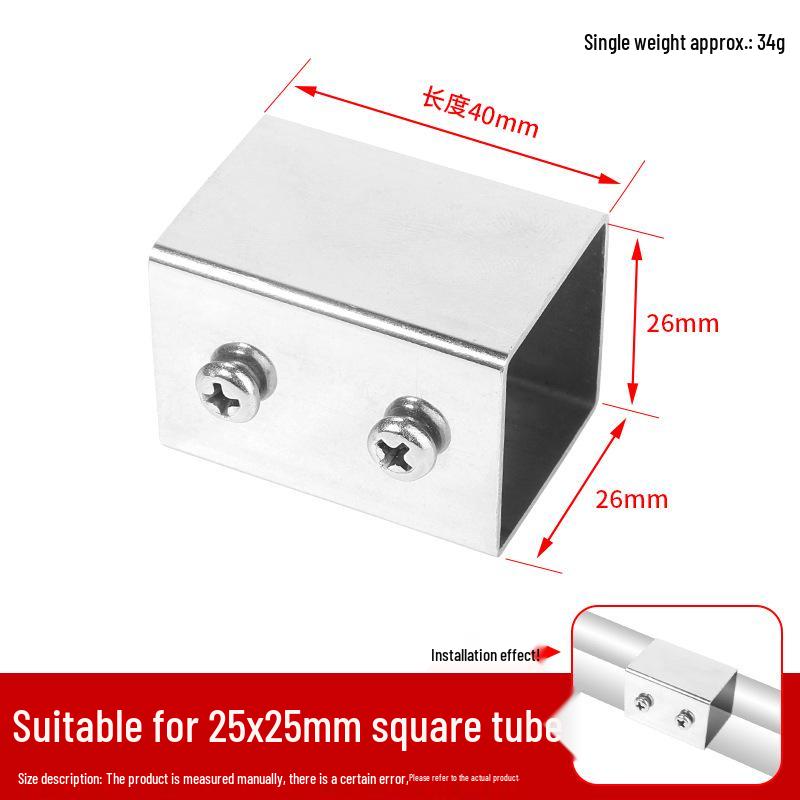 

З єднувачі для квадратних труб з нержавіючої сталі 25x25 мм: Трійник 90°, Чотиристоронній, Беззварні кріплення