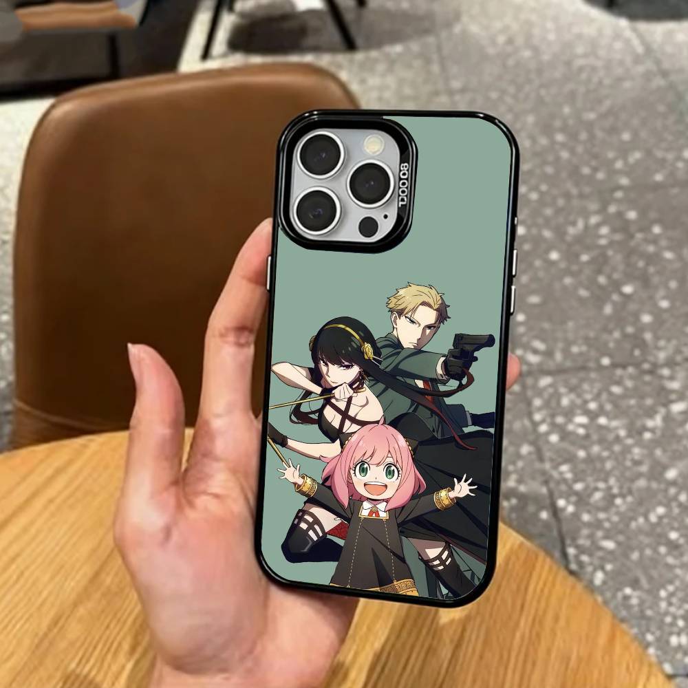 Anya F-Forger Spy x Family Phone Case For iPhone17,16,15,14,13,12,11 Plus,Pro Max Colored Silver Plated Inside Cover