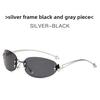 Modern European Fashion Sunglasses With Blue Gradient Lenses And Metal Frame For Summer Outings