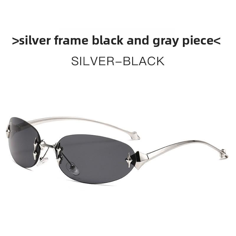 Modern European Fashion Sunglasses With Blue Gradient Lenses And Metal Frame For Summer Outings