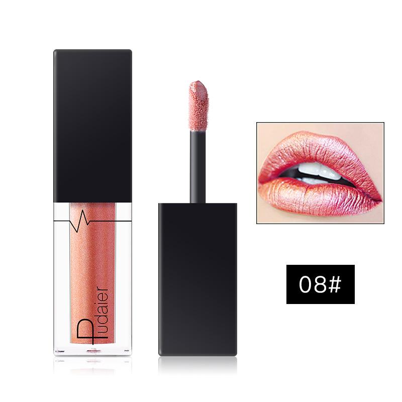 Gloss Labial Metálico Alto Brilho, Longa Duração, Fórmula Não Pegajosa, Batom Hidratante Brilho Labial Ideal para Festas, Encontros e Uso Diário