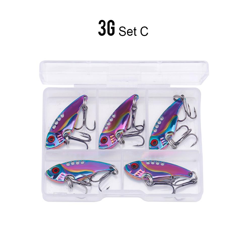 5pcs In Box Vib Lure Set 3g/7g/10g Sinking Wobblers For Pike Bass Metal Vibe Crankbaits Fishing Lure Kit