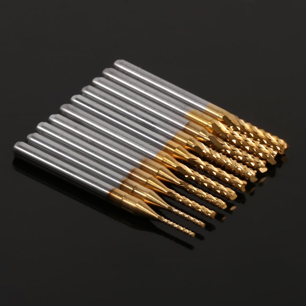 10pcs Titanium Coated End Mill Cemented Carbide CNC Milling Cutters Tools 1.0‑3.0mm