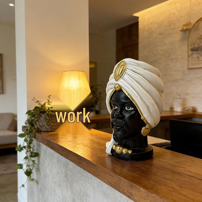 Afrikaanse Stijl Hars Mensenhoofd Vaas: Multifunctionele Huisdecoratie & Pennenhouder