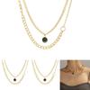 Elegant Black Alloy Geometric Layered Necklace With Rhinestone Accents For Women