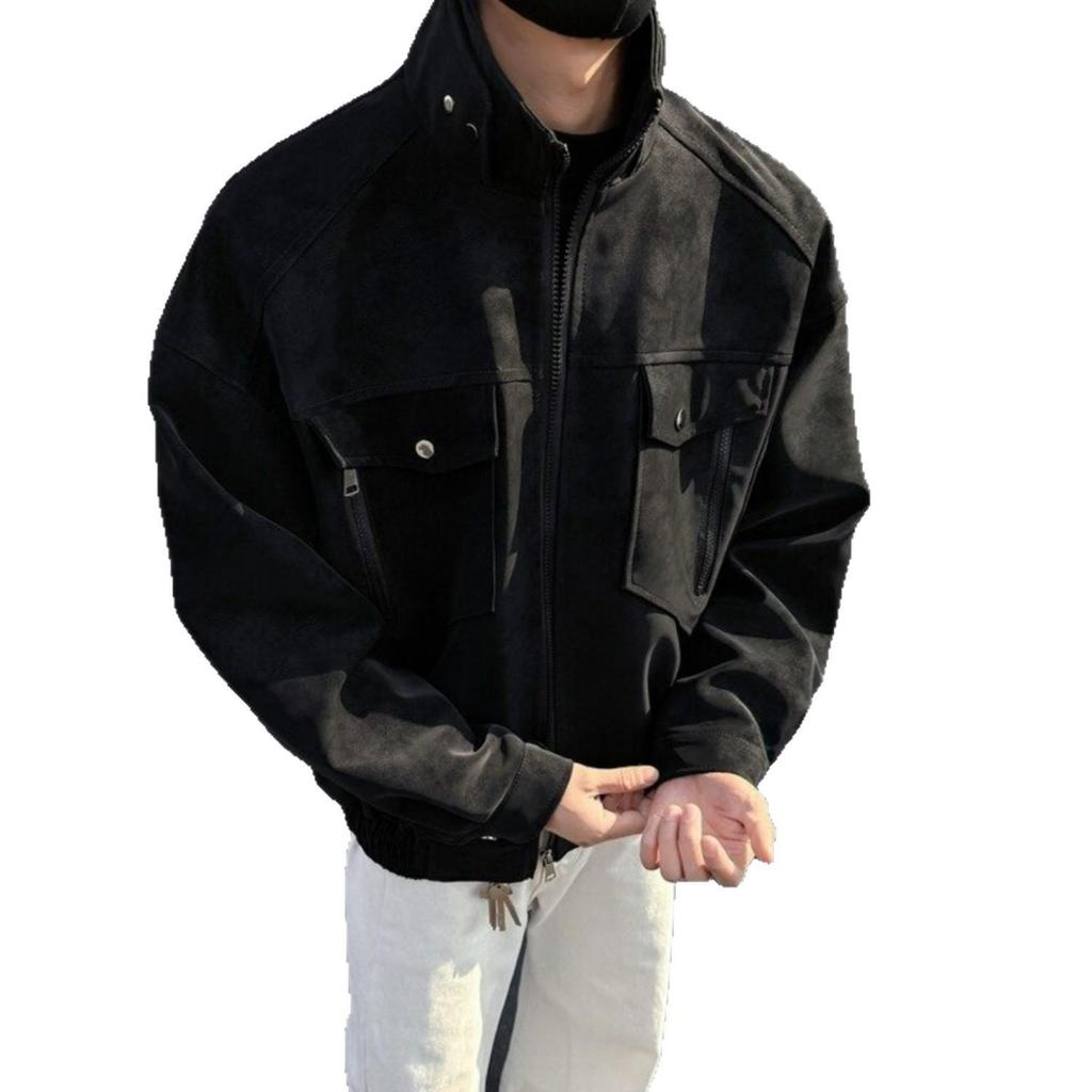 Men's PU Leather Jacket - High-End Retro Stand-Up Collar for Spring & Autumn