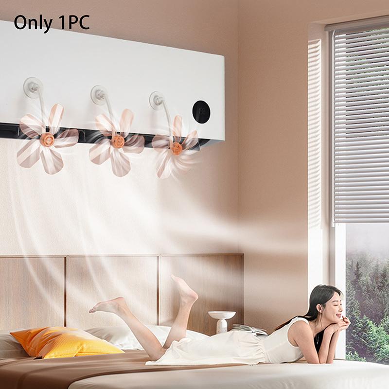 3Pcs Wall Mounted Conditioning Guide Fan Plastic Adjustable Suction Cup Air Conditioning Ventilator Windmill Shaped